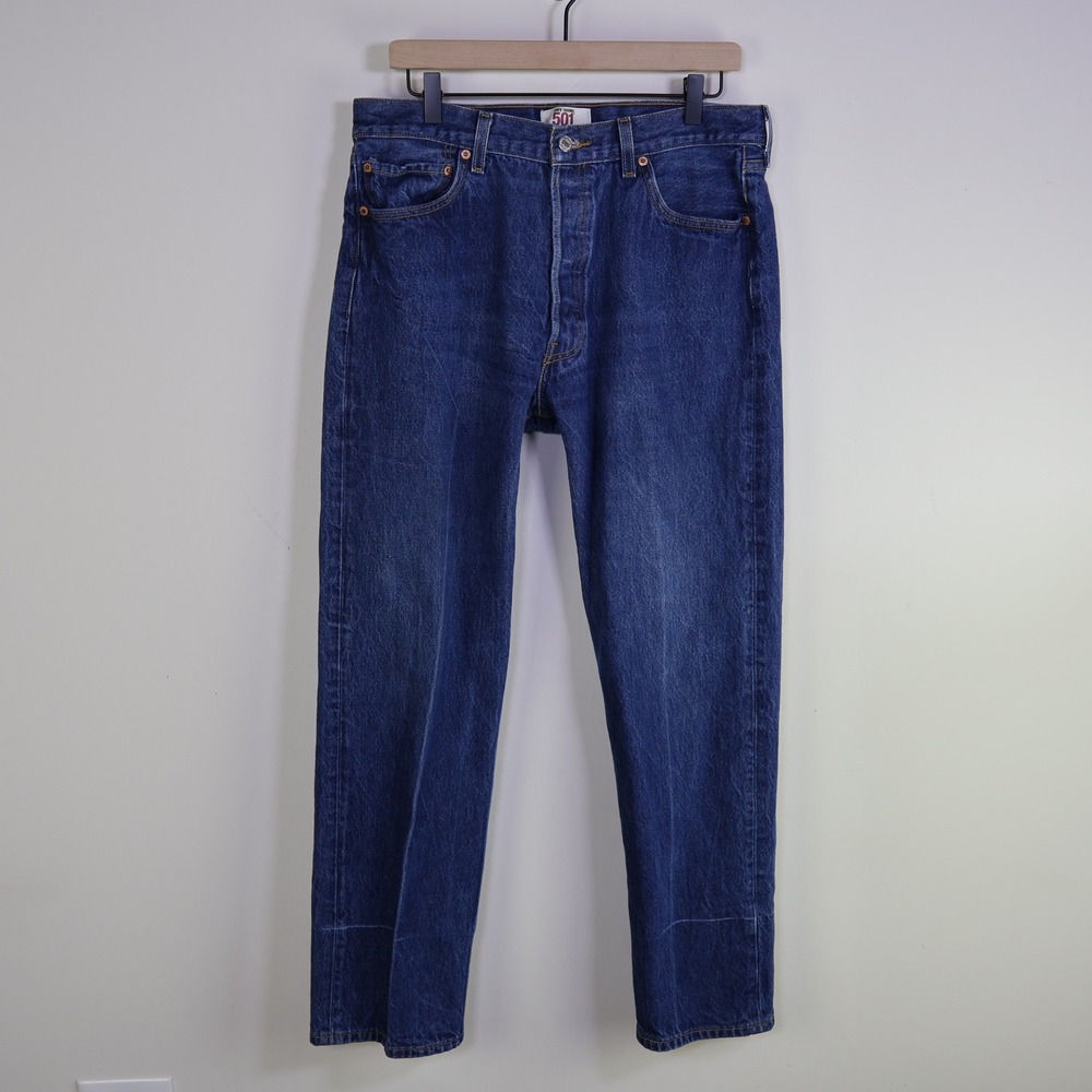 2008‎ Levis 501 Original Straight Leg Jeans 36x34 Blue Denim Button Fly
